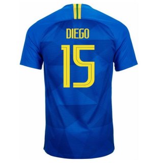 Maglia Brasile Away Diego 2018 Blu