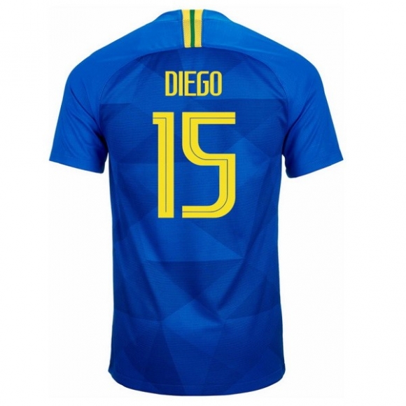 Maglia Brasile Away Diego 2018 Blu