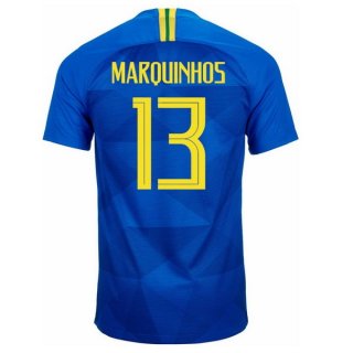Maglia Brasile Away Marquinhos 2018 Blu