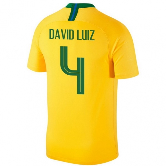 Maglia Brasile Home David Luiz 2018 Giallo
