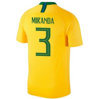 Maglia Brasile Home MIranda 2018 Giallo