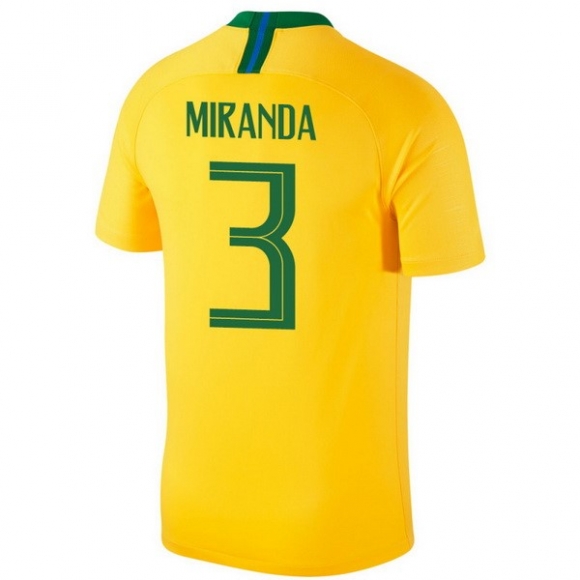 Maglia Brasile Home MIranda 2018 Giallo