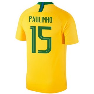 Maglia Brasile Home Paulinho 2018 Giallo
