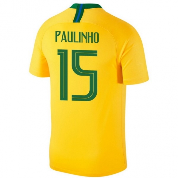 Maglia Brasile Home Paulinho 2018 Giallo