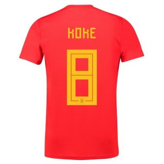 Maglia Spagna Home Koke 2018 Rosso