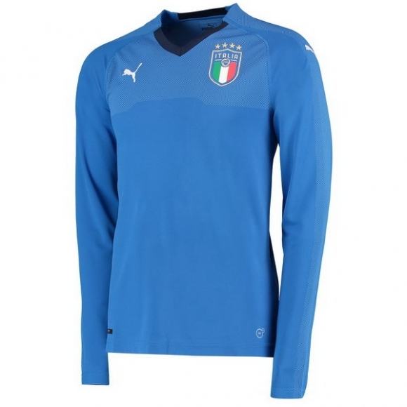 Thailandia Maglia Italia Home Manga Larga 2018 Blu